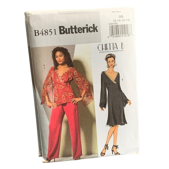 Butterick B4851 Chetta B Misses' Top Dress & Pants Sewing Pattern Sizes 8-14 - u - Picture 1 of 2